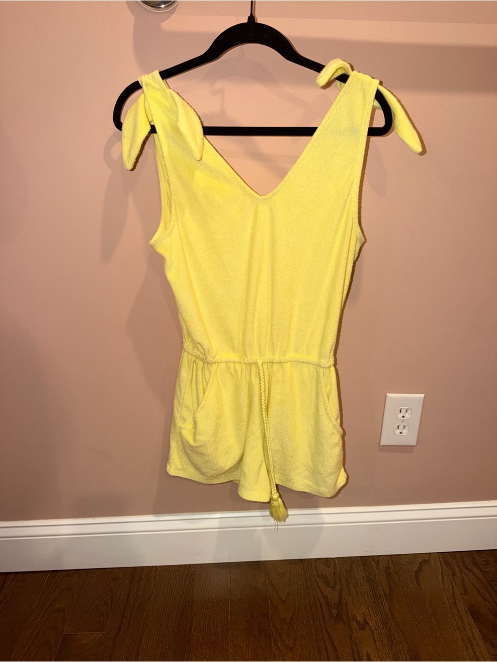 Girls Yellow Tie-Shoulder One-Piece Romper
